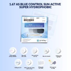 Giới thiệu tròng kính Zinmy Bluesun 1.67 Duramax – Đổi Màu, Chống Ánh Sáng Xanh [section padding=