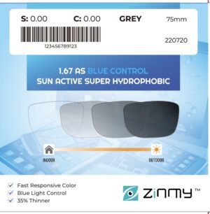 Zinmy Bluesun 1.67 Duramax – Đổi Màu, Chống Ánh Sáng Xanh